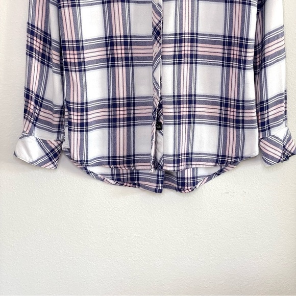 Rails Hunter Plaid Button Down Long Sleeve Shirt White Navy Pink XS - Picture 4 of 12